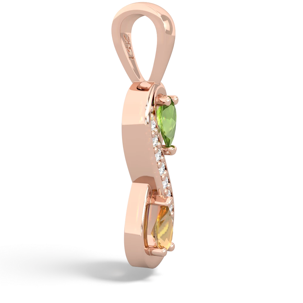 Peridot Diamond Infinity 14K Rose Gold pendant P5390