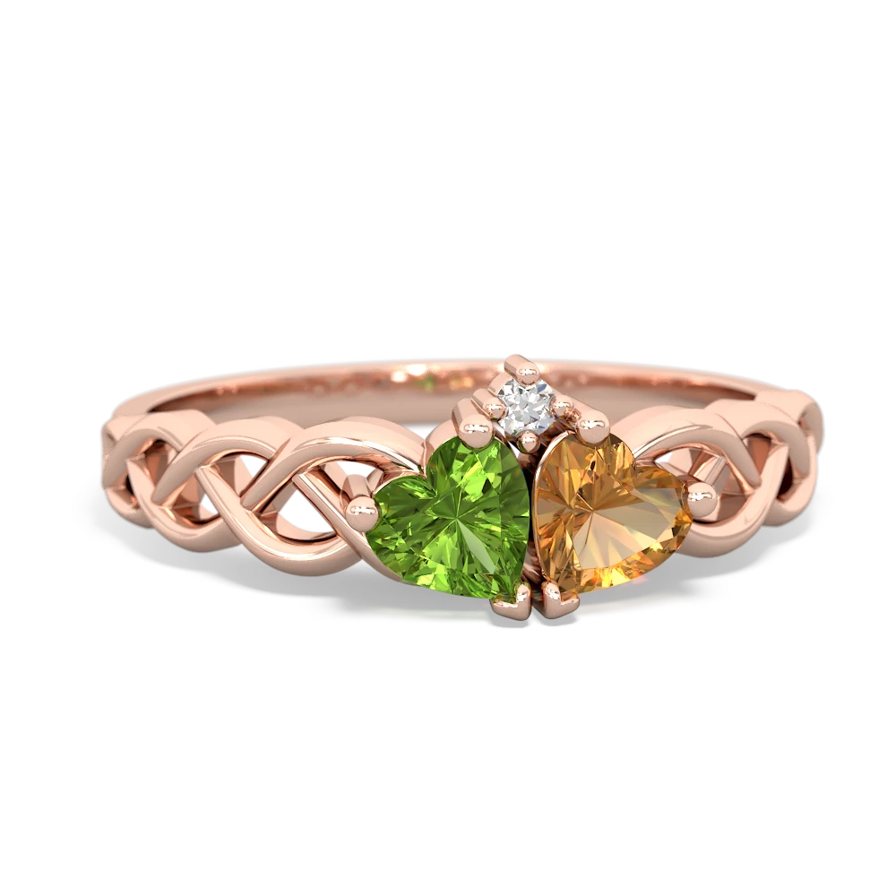 Peridot Heart To Heart Braid 14K Rose Gold ring R5870