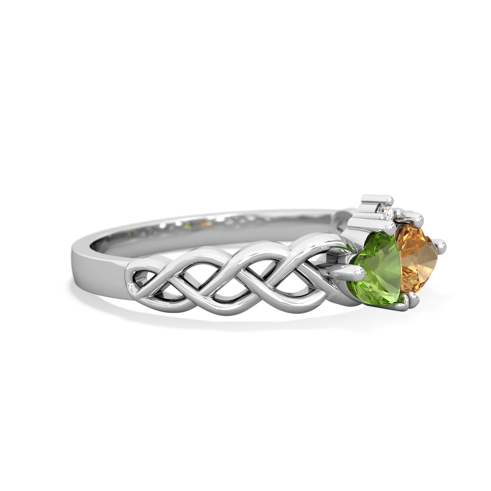 Peridot Heart To Heart Braid 14K White Gold ring R5870