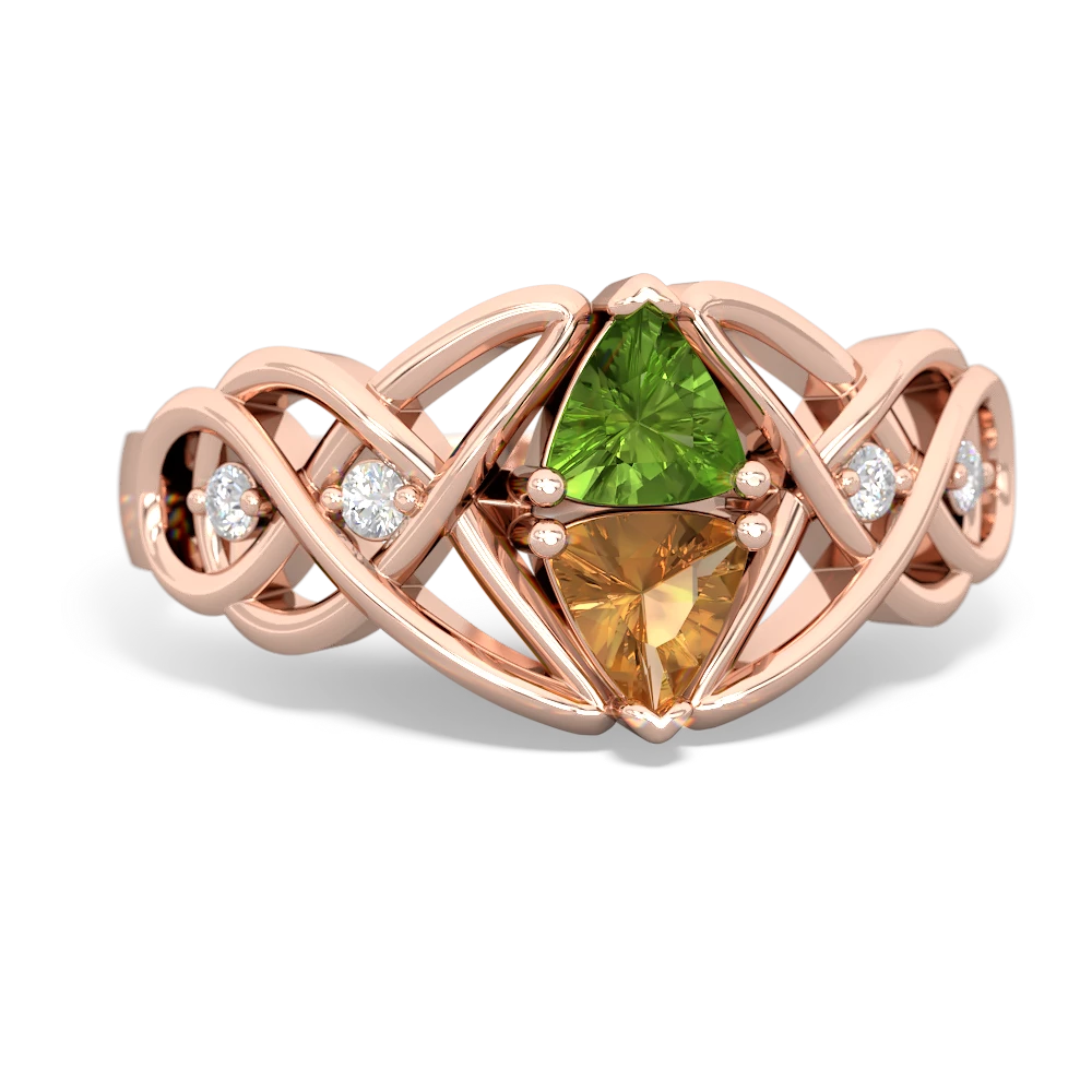 Peridot Keepsake Celtic Knot 14K Rose Gold ring R5300