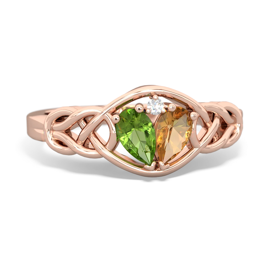 Peridot Celtic Love Knot 14K Rose Gold ring R5420