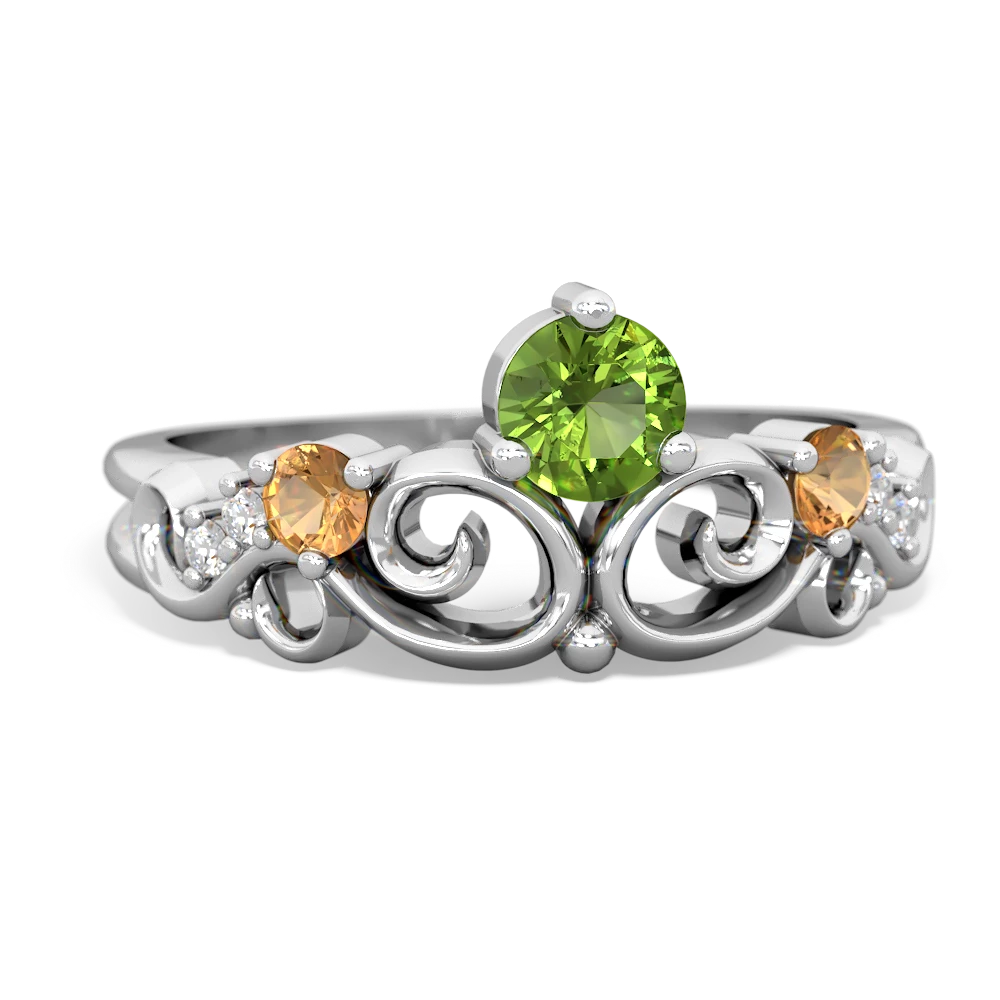 Peridot Crown Keepsake 14K White Gold ring R5740