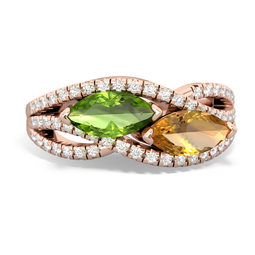 Peridot Diamond Rivers 14K Rose Gold ring R3070