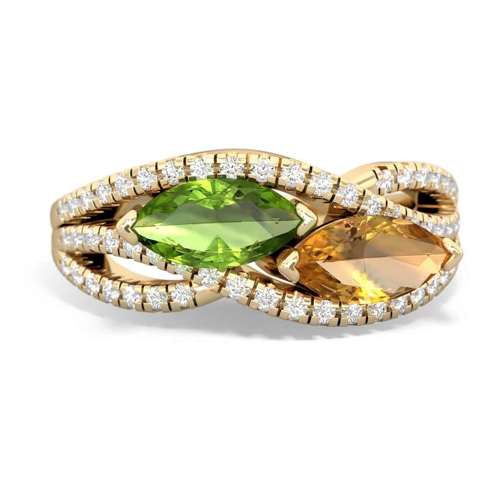 Peridot Diamond Rivers 14K Yellow Gold ring R3070