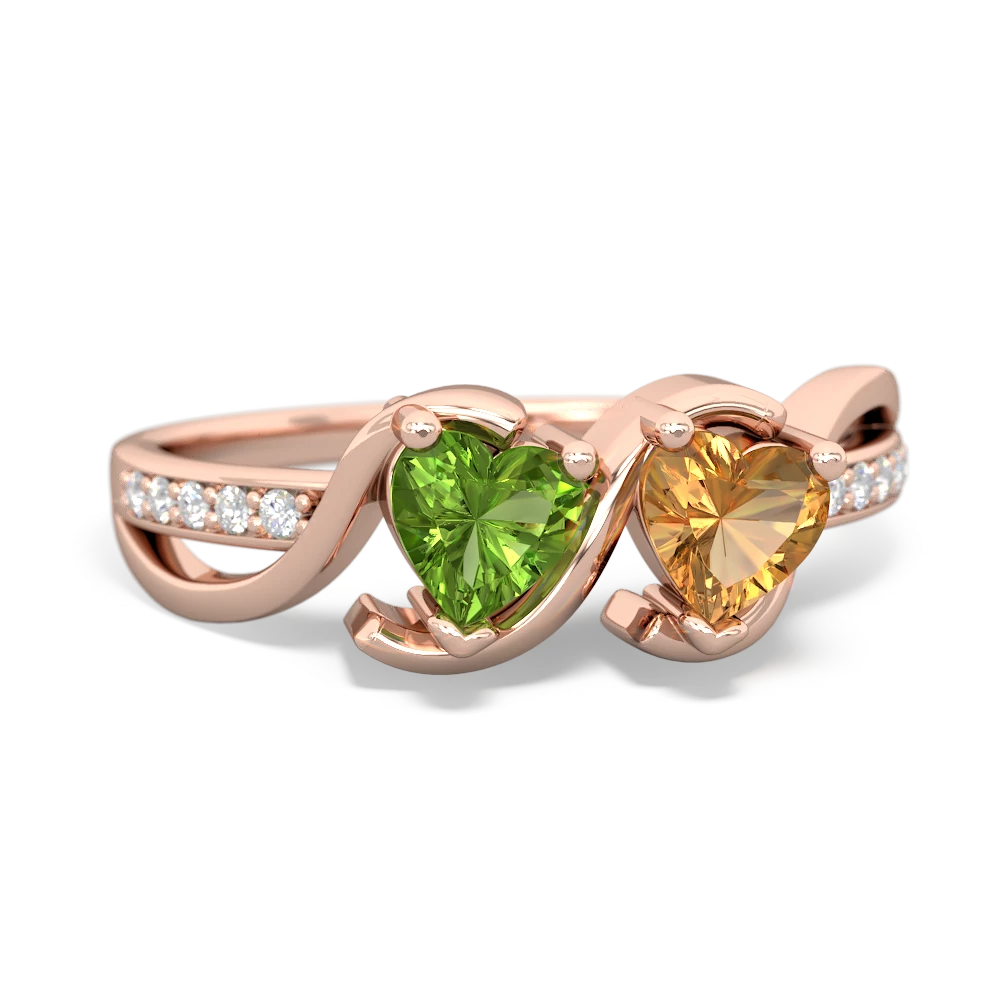 Peridot Side By Side 14K Rose Gold ring R3090