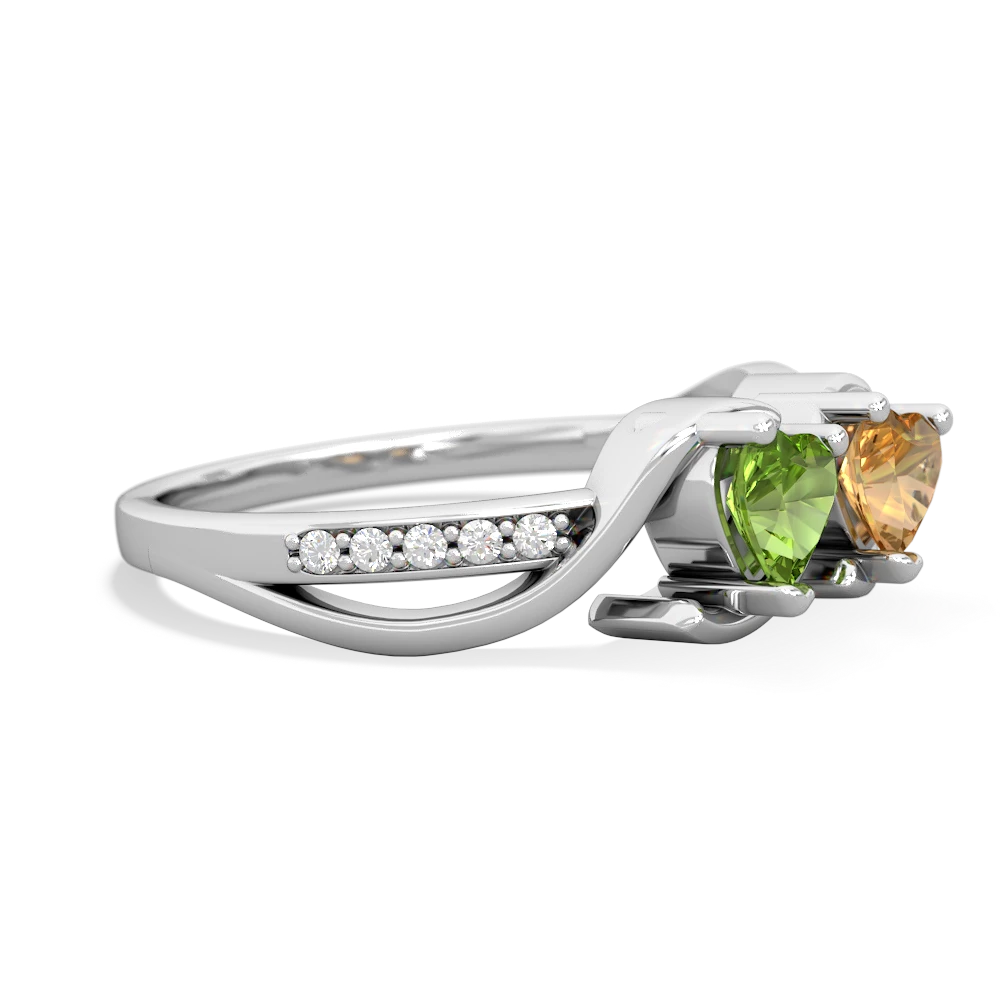 Peridot Side By Side 14K White Gold ring R3090