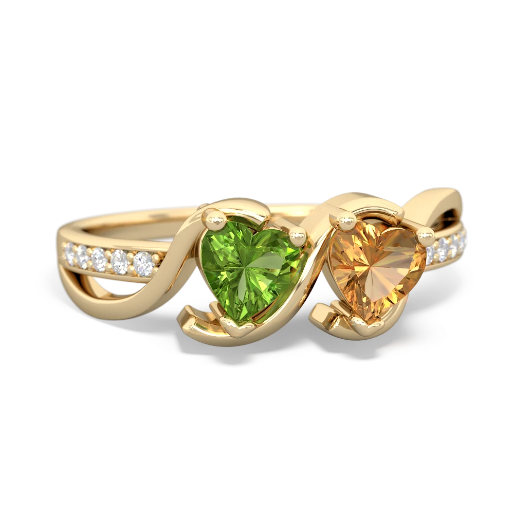 Peridot Side By Side 14K Yellow Gold ring R3090