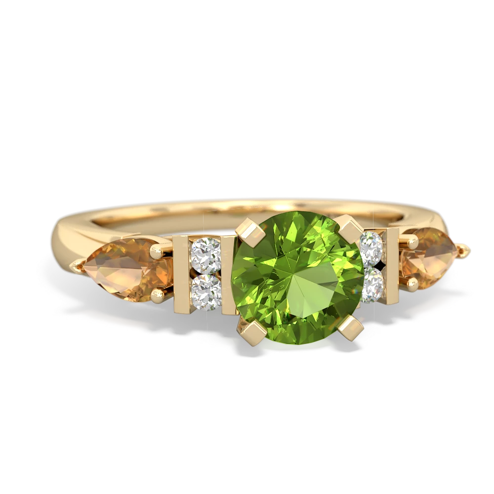 Peridot 6Mm Round Eternal Embrace Engagement 14K Yellow Gold ring R2005