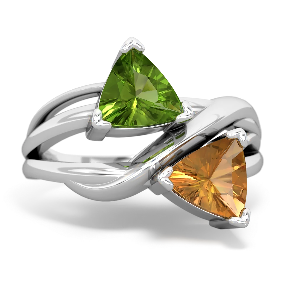 Peridot Split Band Swirl 14K White Gold ring R2341