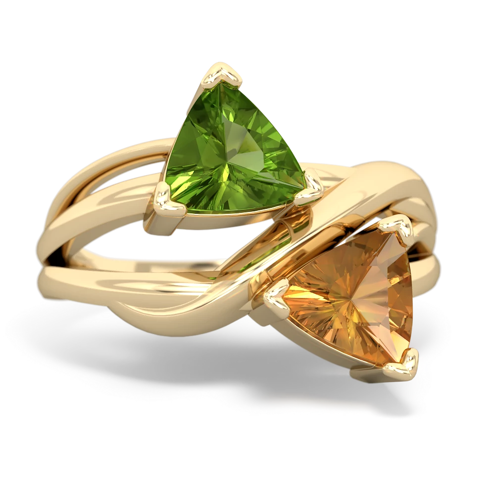 Peridot Split Band Swirl 14K Yellow Gold ring R2341