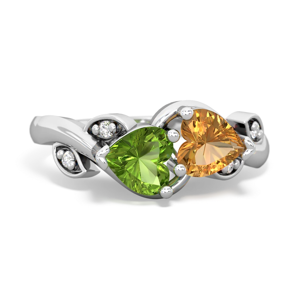 Peridot Floral Elegance 14K White Gold ring R5790