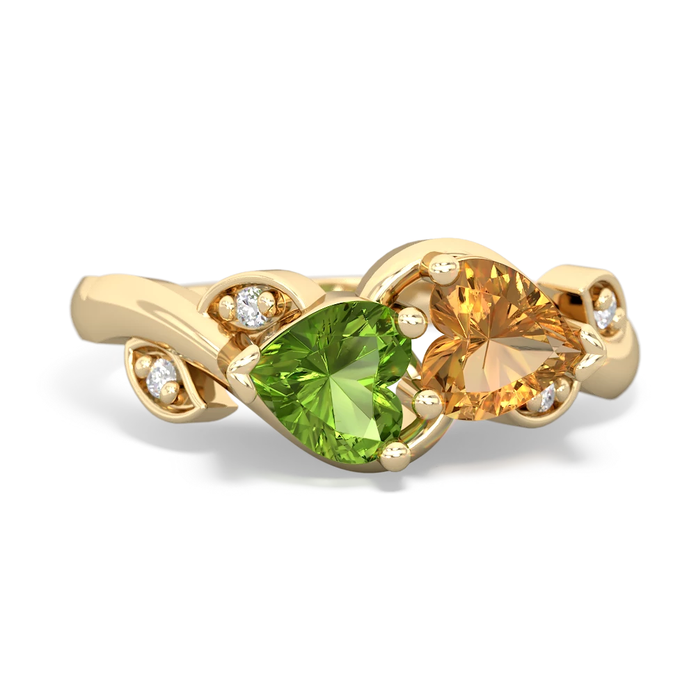 Peridot Floral Elegance 14K Yellow Gold ring R5790