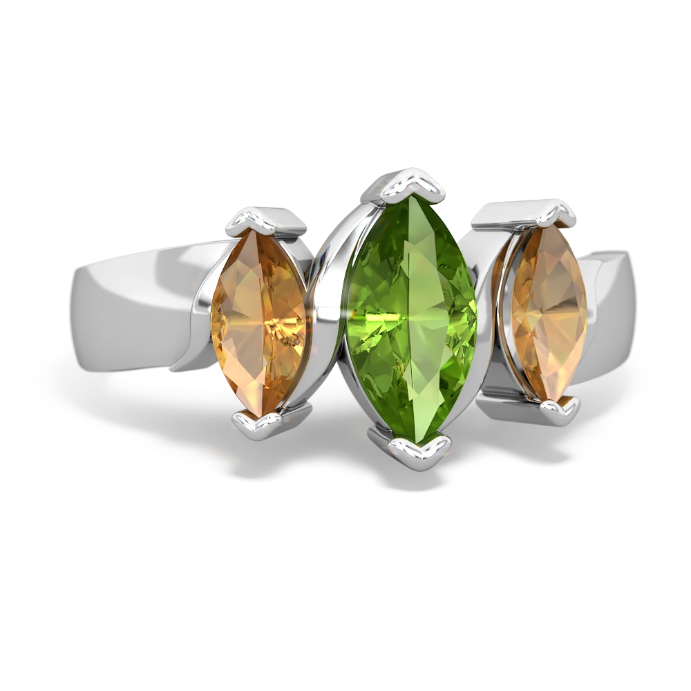 Peridot Three Peeks 14K White Gold ring R2433