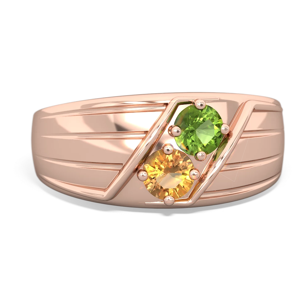 Peridot Men's Streamline 14K Rose Gold ring R0460