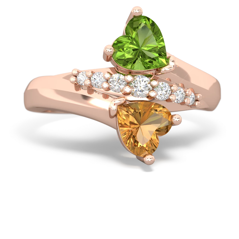 Peridot Heart To Heart 14K Rose Gold ring R2064