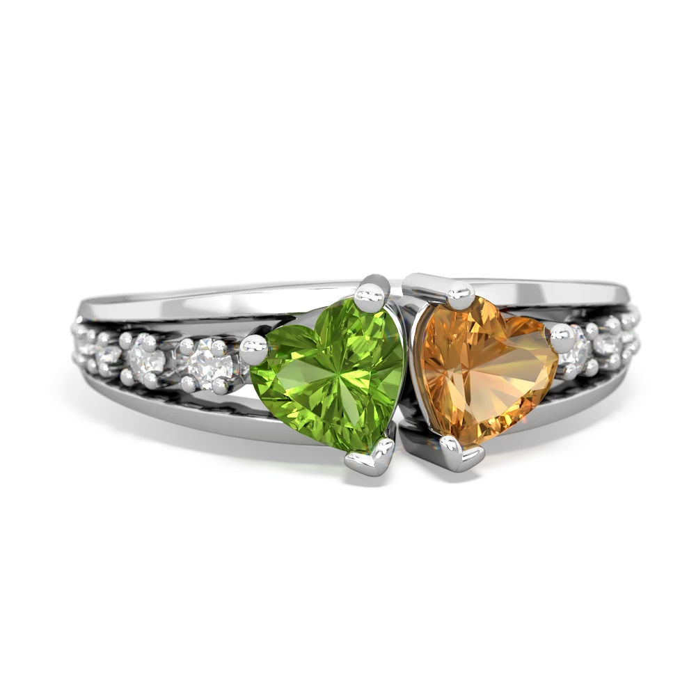 Peridot Heart To Heart 14K White Gold ring R3342