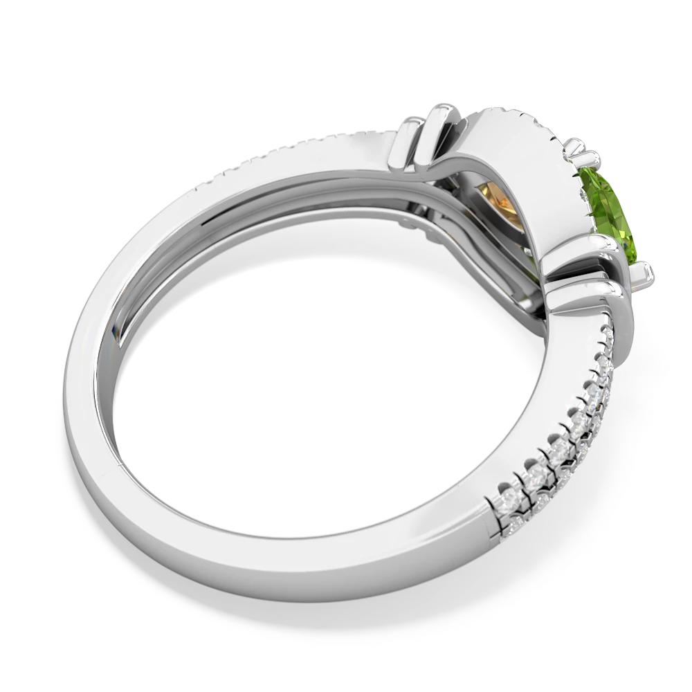 Peridot Art-Deco Keepsake 14K White Gold ring R5630