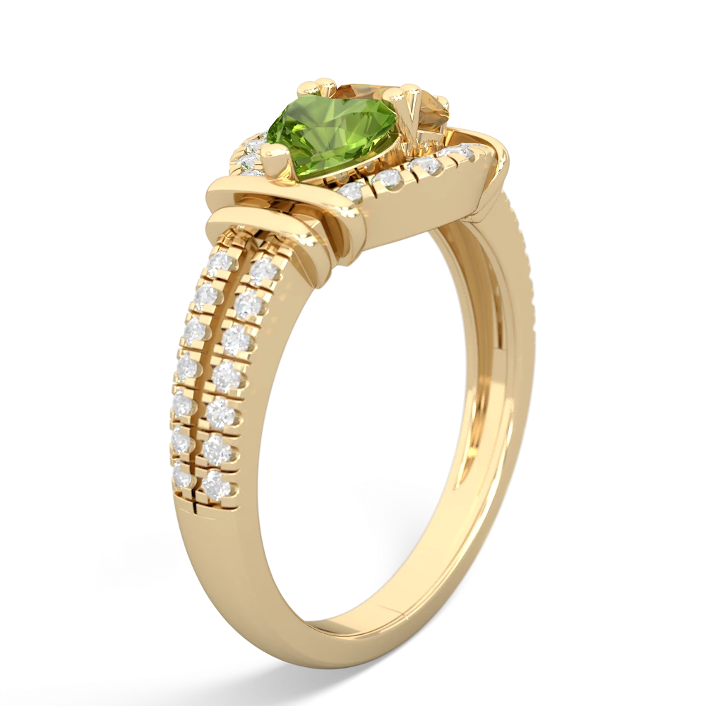 Peridot Art-Deco Keepsake 14K Yellow Gold ring R5630