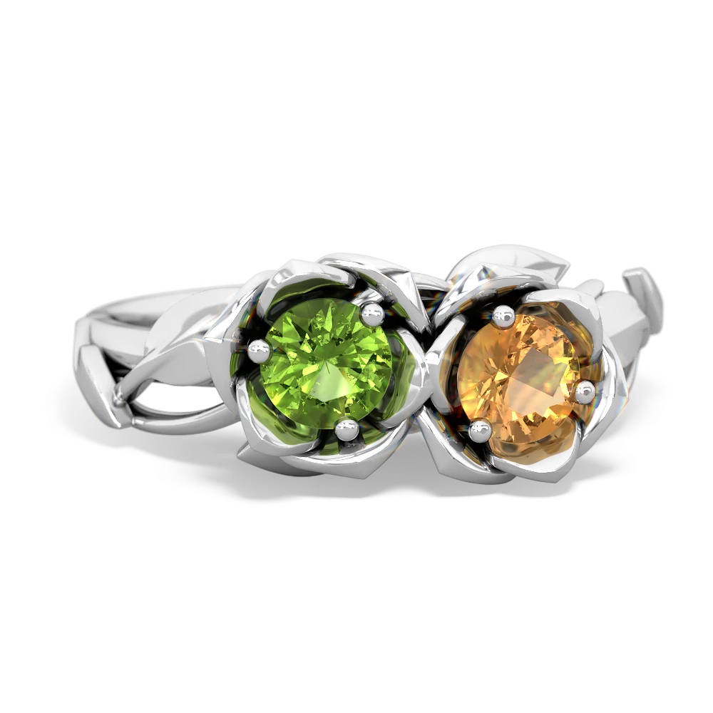 Peridot Rose Garden 14K White Gold ring R5510