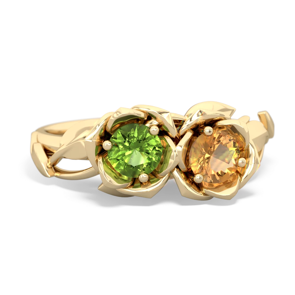 Peridot Rose Garden 14K Yellow Gold ring R5510