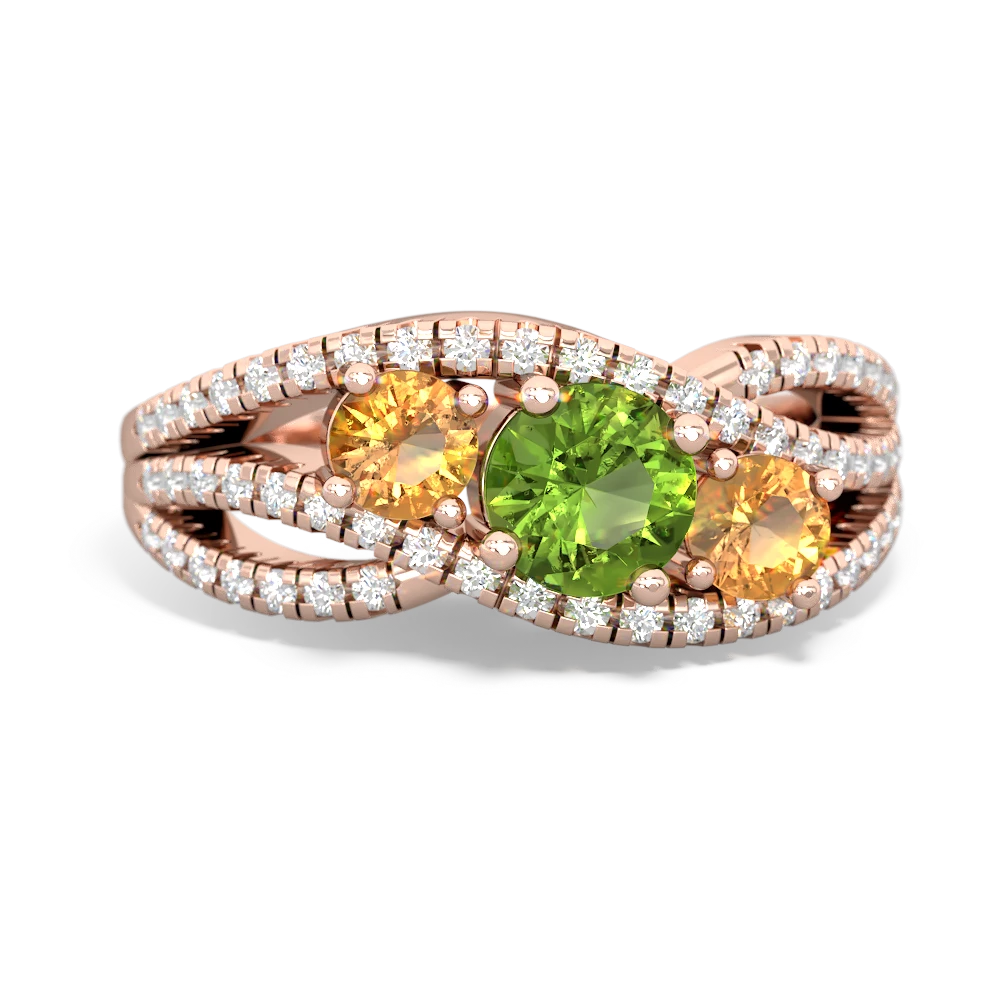 Peridot Three Stone Aurora 14K Rose Gold ring R3080