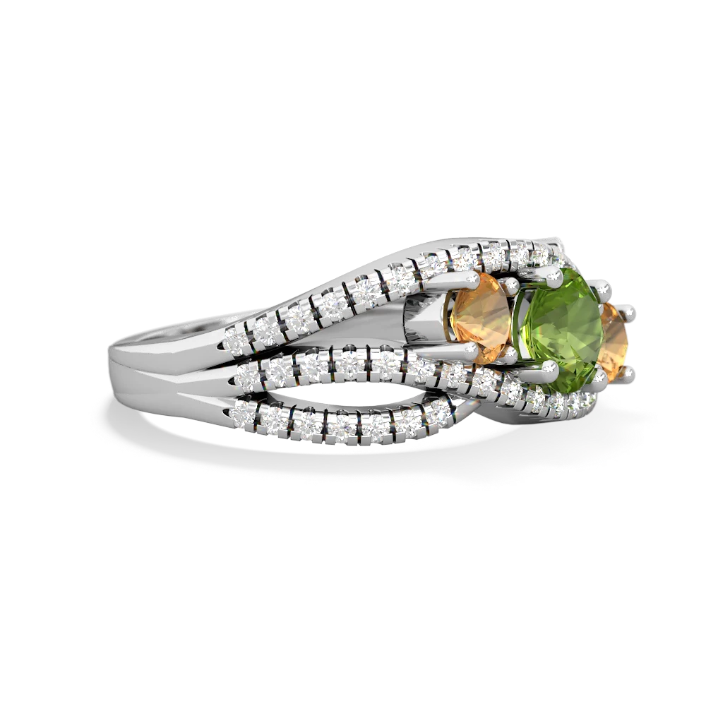 Peridot Three Stone Aurora 14K White Gold ring R3080