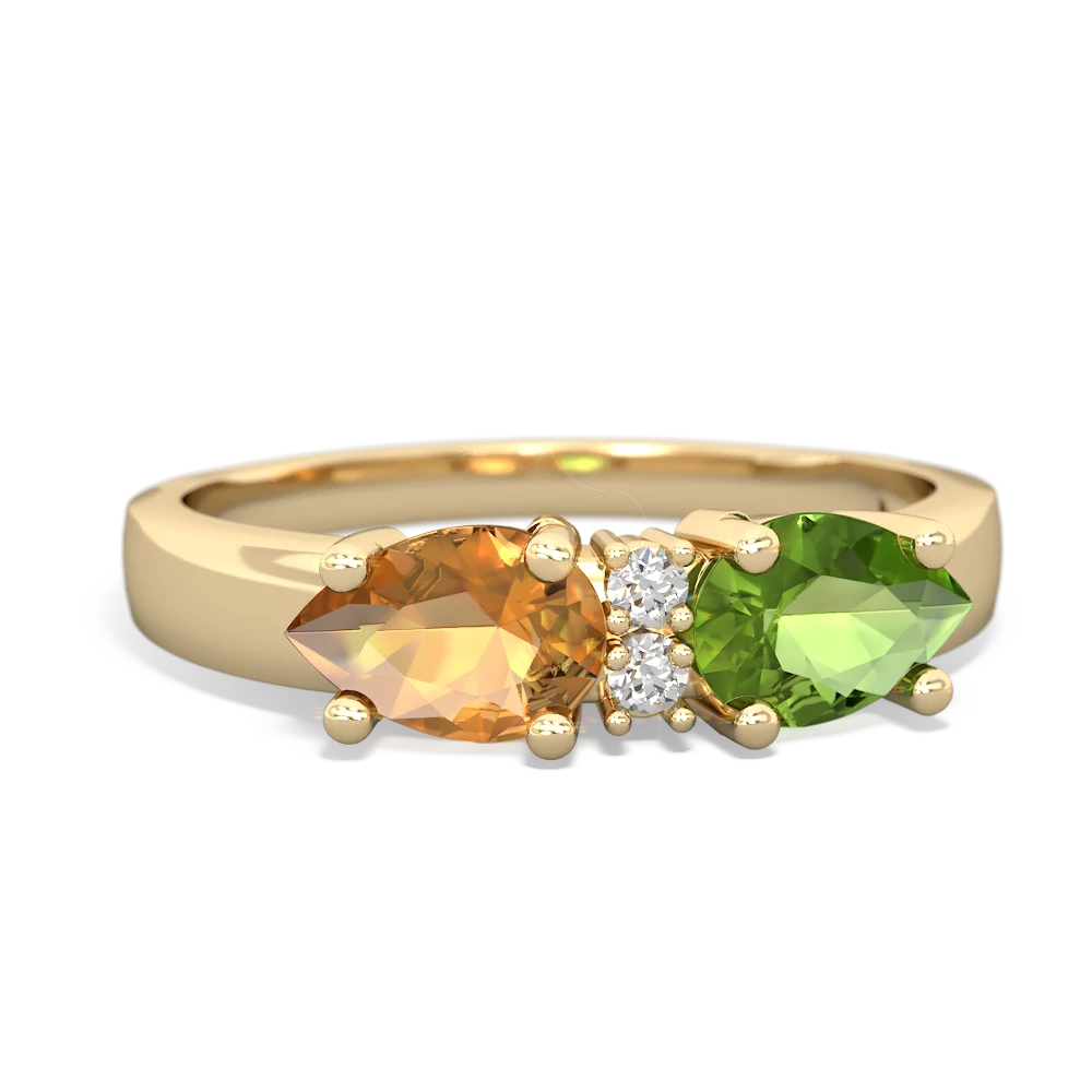 Peridot Pear Bowtie 14K Yellow Gold ring R0865