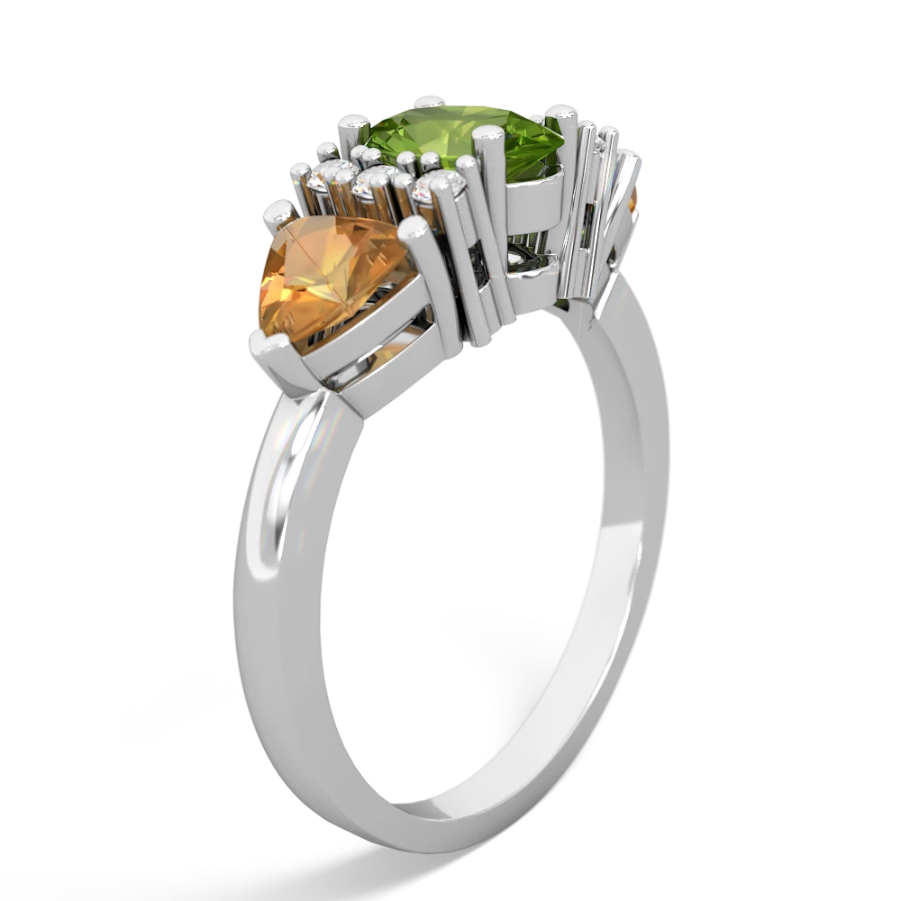 Peridot Antique Style Three Stone 14K White Gold ring R2186