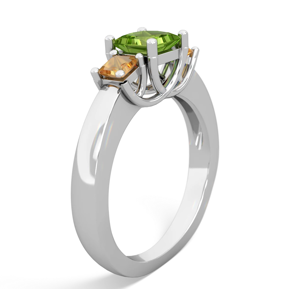 Peridot Three Stone Trellis 14K White Gold ring R4015