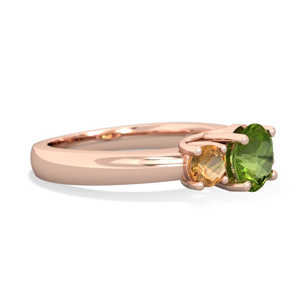 Peridot Three Stone Round Trellis 14K Rose Gold ring R4018