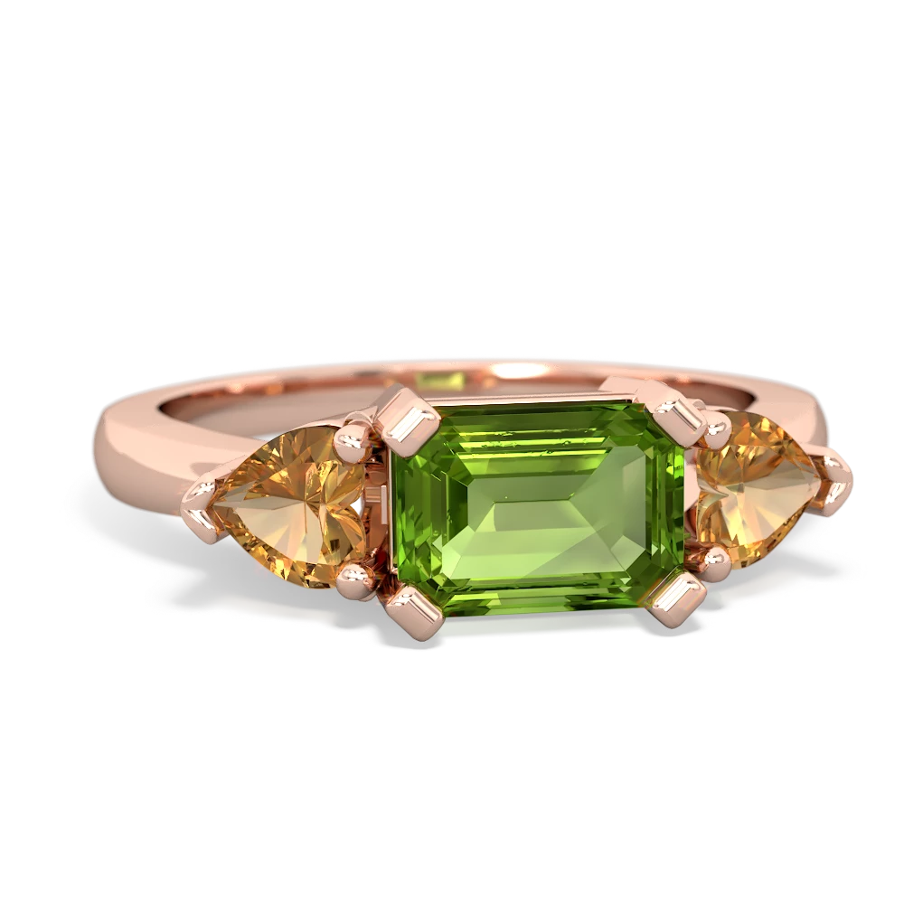 Peridot Three Stone 14K Rose Gold ring R5235