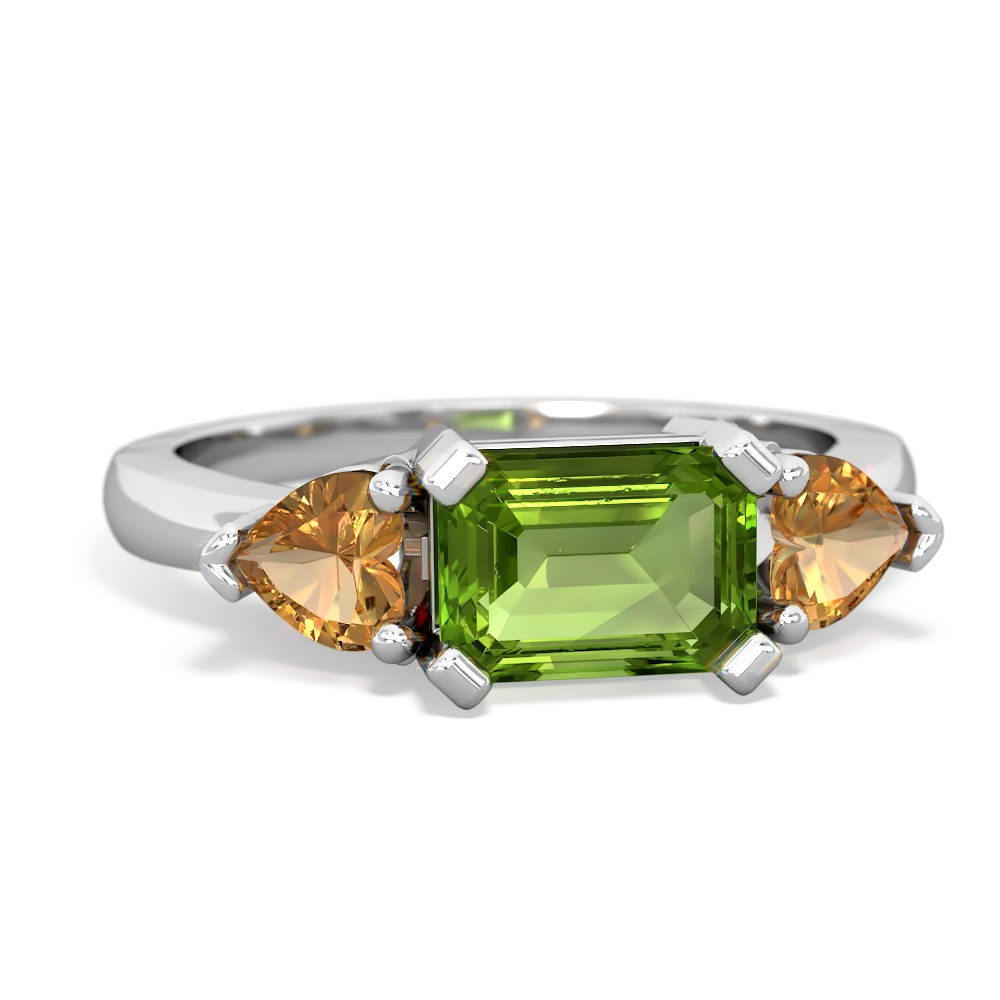 Peridot Three Stone 14K White Gold ring R5235