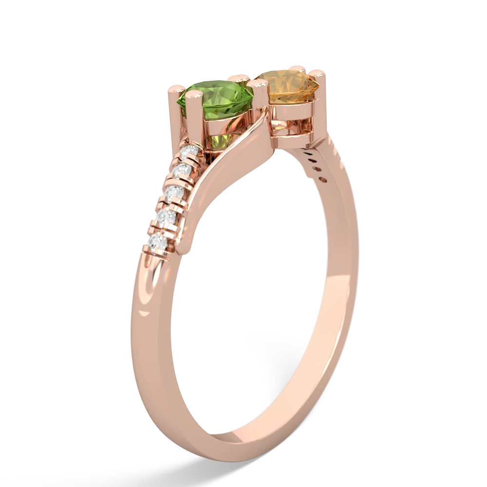 Peridot Infinity Pave Two Stone 14K Rose Gold ring R5285