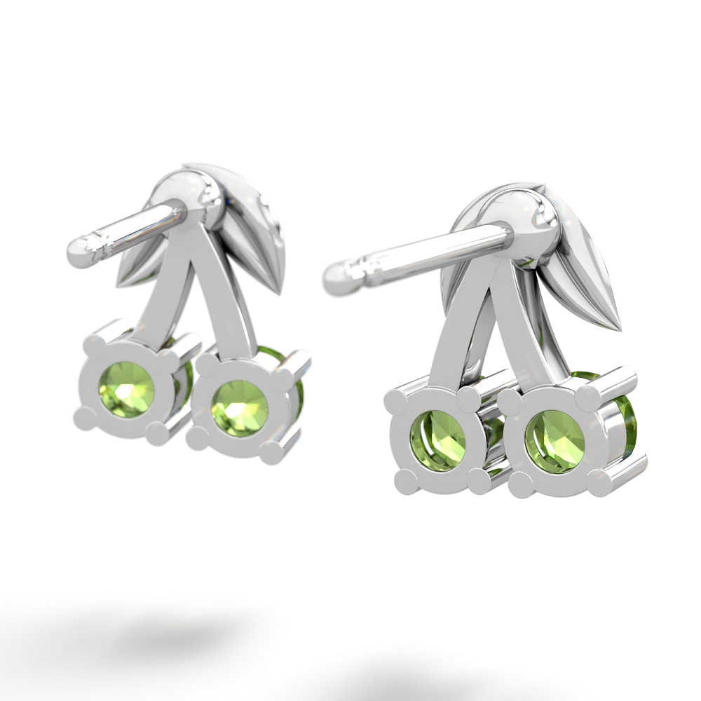 Peridot Sweet Cherries 14K White Gold earrings E7001