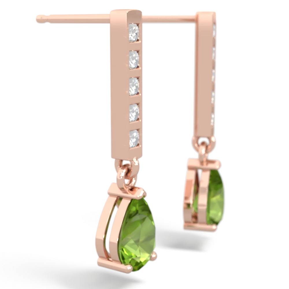 Peridot Art Deco Diamond Drop 14K Rose Gold earrings E5324