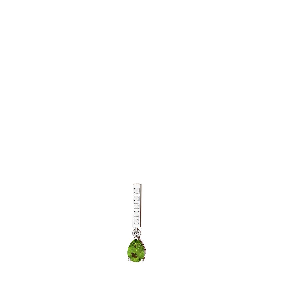 Peridot Art Deco Diamond Drop 14K White Gold earrings E5324