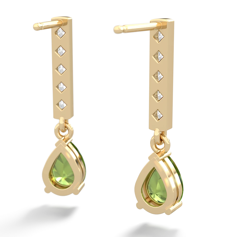 Peridot Art Deco Diamond Drop 14K Yellow Gold earrings E5324