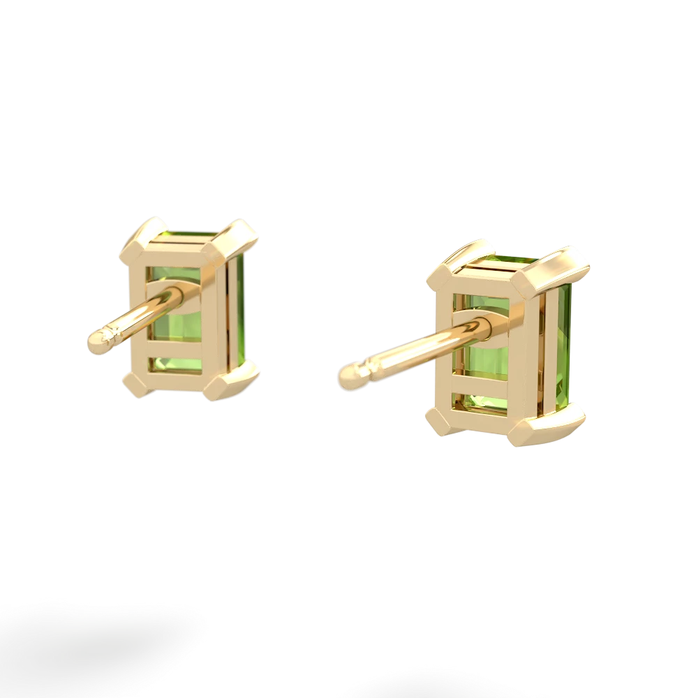 Peridot 6X4mm Emerald-Cut Stud 14K Yellow Gold earrings E1855