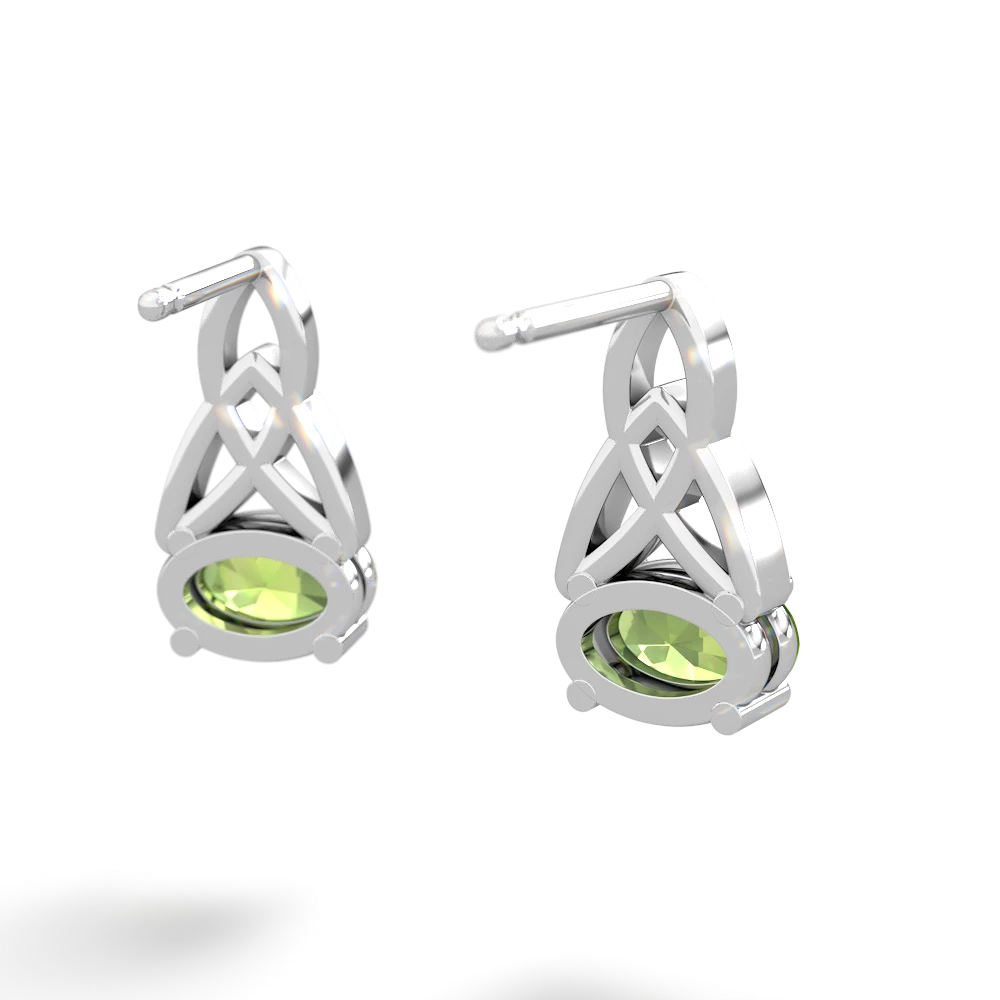 Peridot Celtic Trinity Knot 14K White Gold earrings E2389