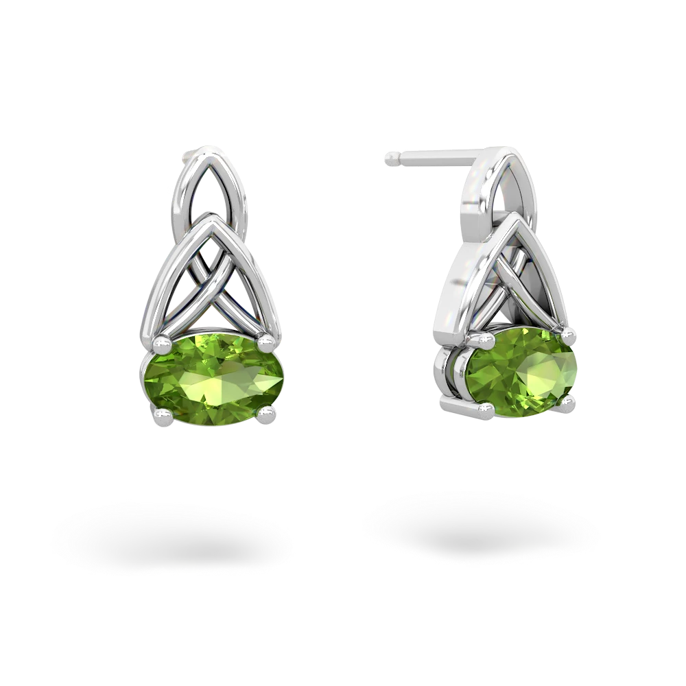 Peridot Celtic Trinity Knot 14K White Gold earrings E2389