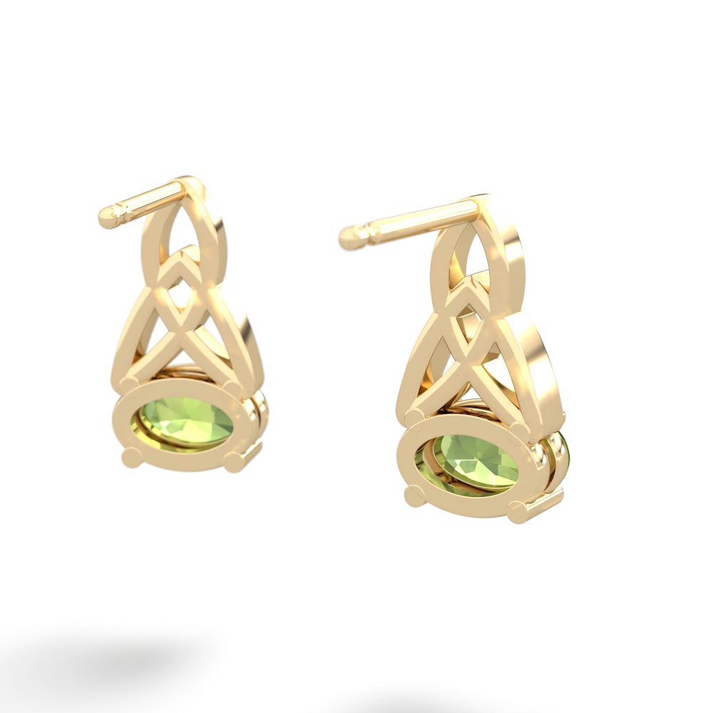 Peridot Celtic Trinity Knot 14K Yellow Gold earrings E2389