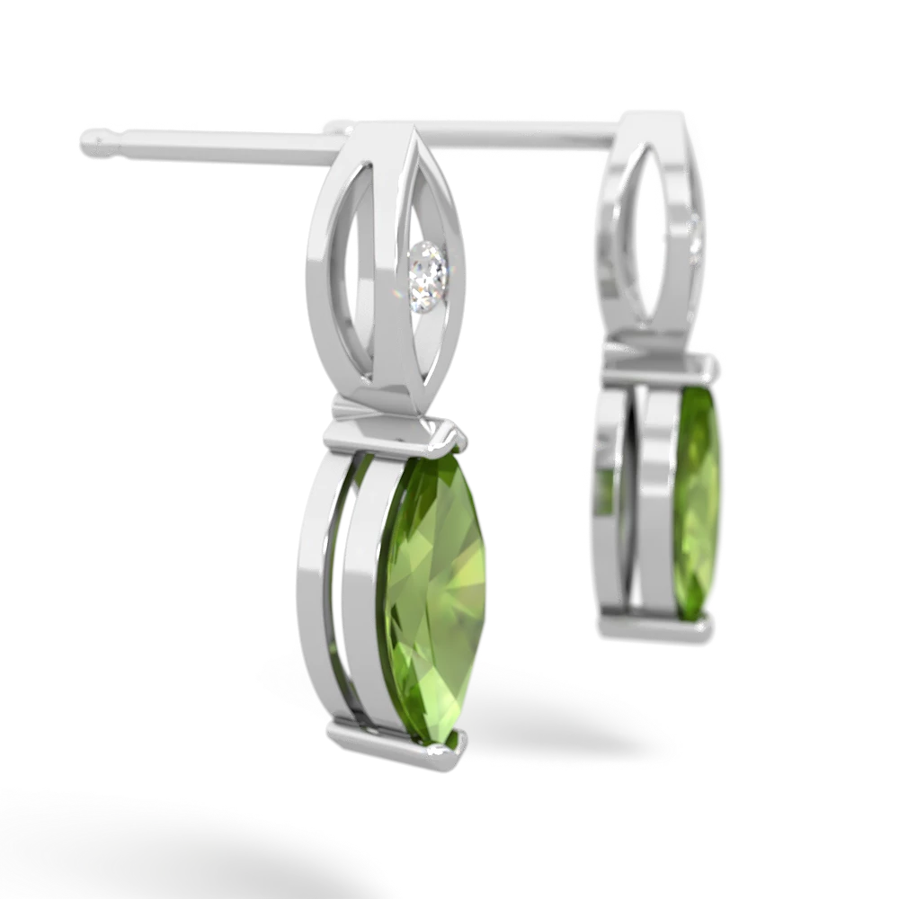 Peridot Marquise Drop 14K White Gold earrings E5333