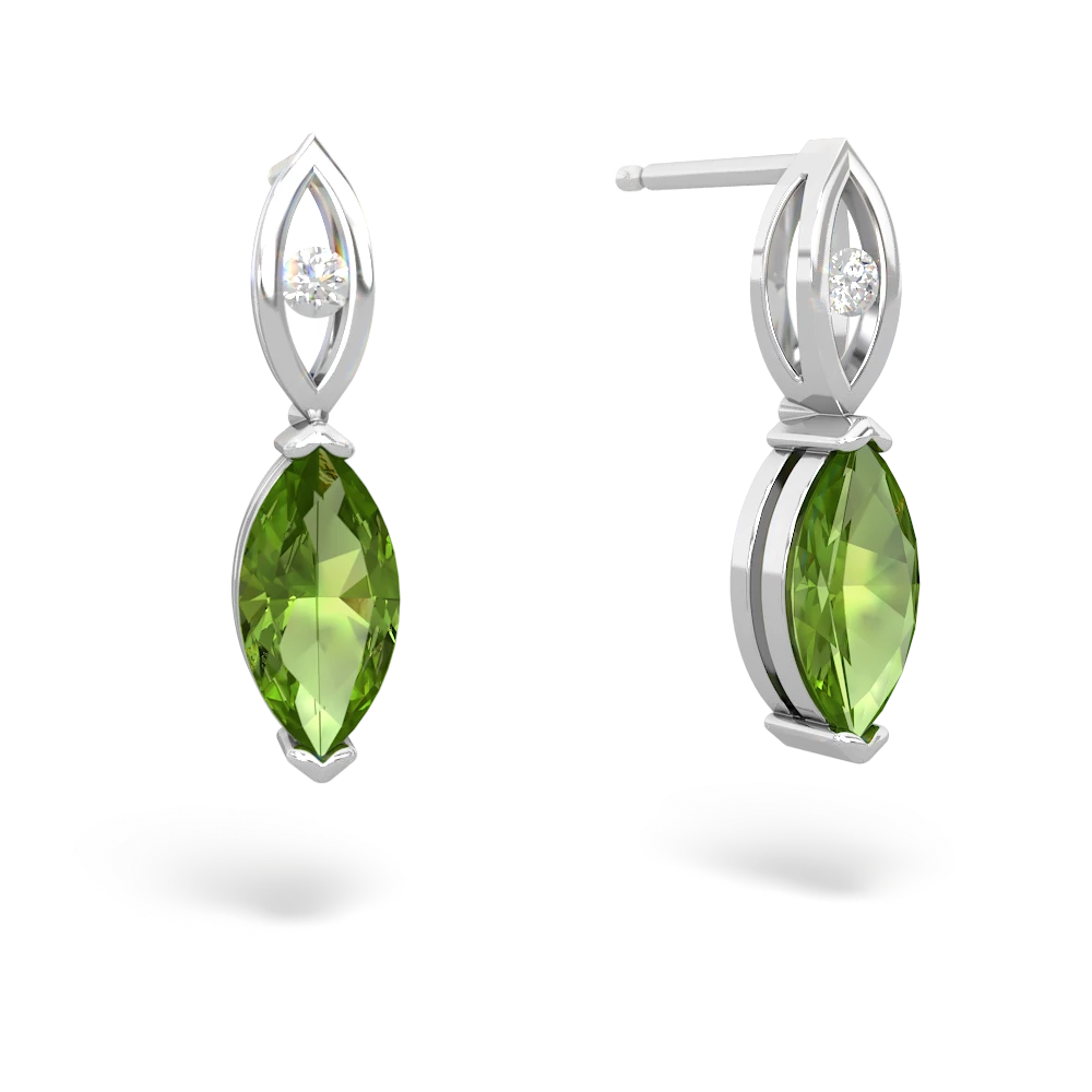 Peridot Marquise Drop 14K White Gold earrings E5333