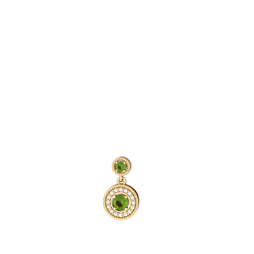 Peridot Halo Dangle 14K Yellow Gold earrings E5319