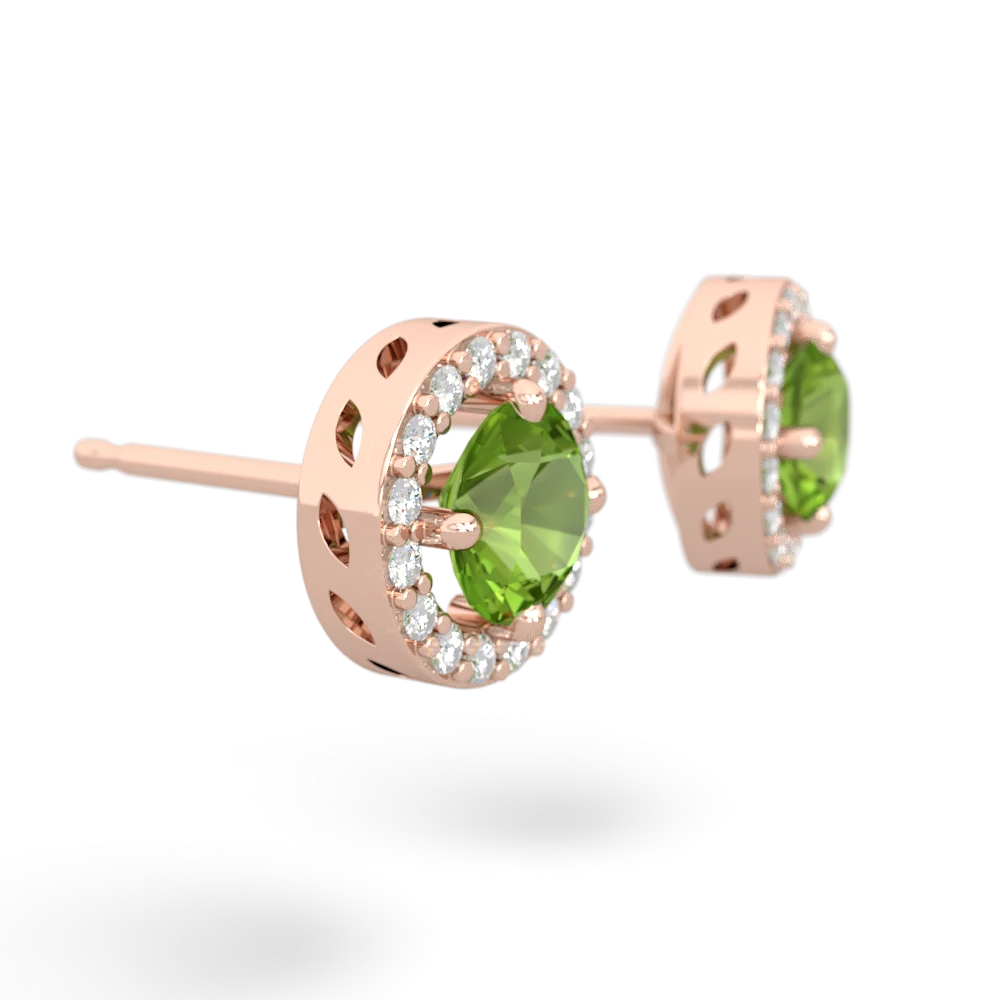 Peridot Halo 14K Rose Gold earrings E5320