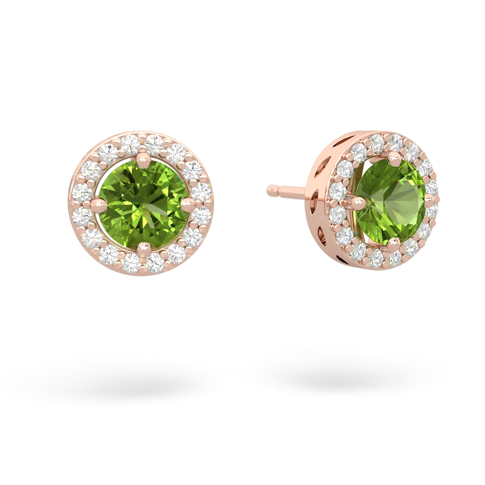 Peridot Halo 14K Rose Gold earrings E5320