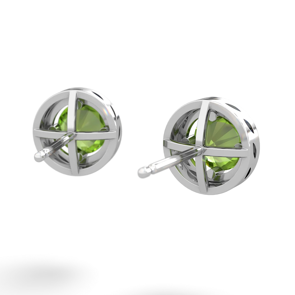 Peridot Halo 14K White Gold earrings E5320