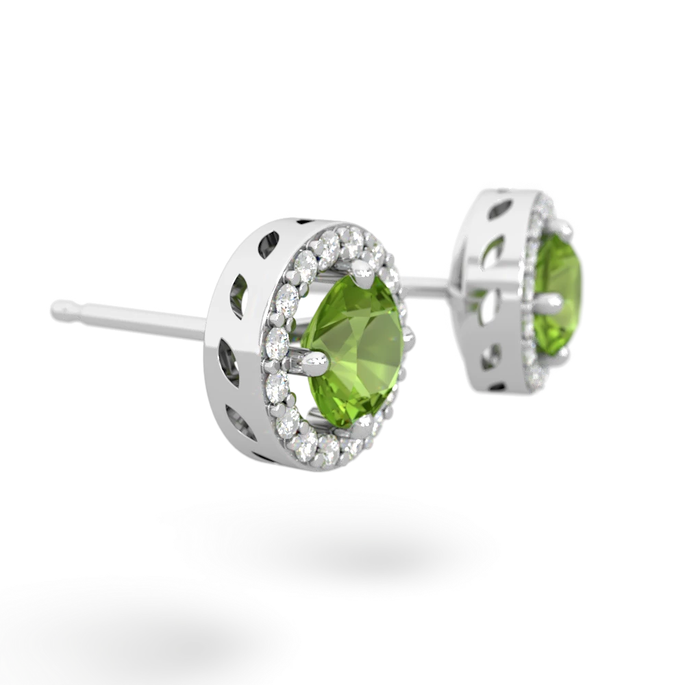 Peridot Halo 14K White Gold earrings E5320