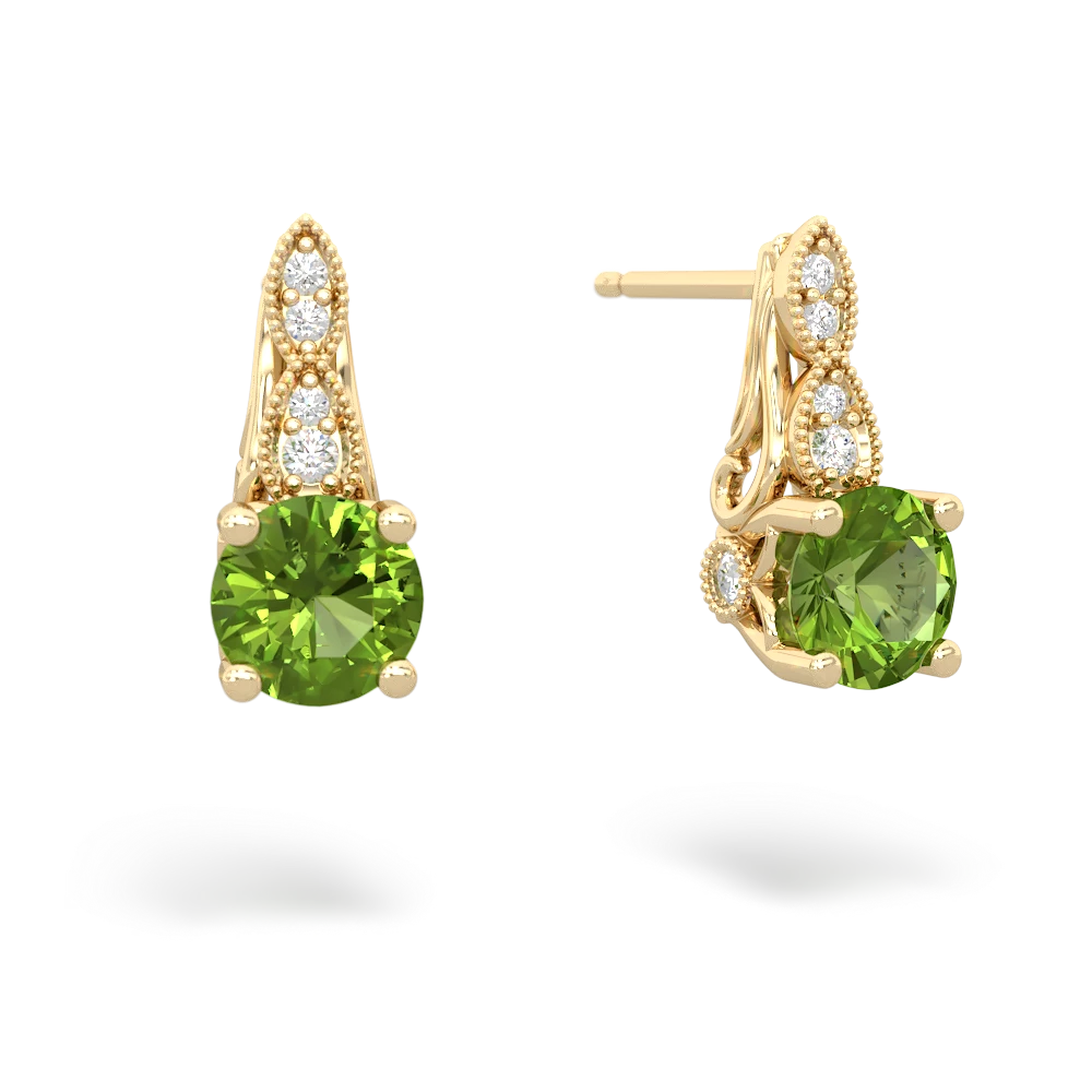 Peridot Antique Elegance 14K Yellow Gold earrings E3100
