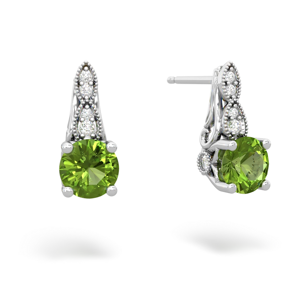 Peridot Antique Elegance 14K White Gold earrings E3100